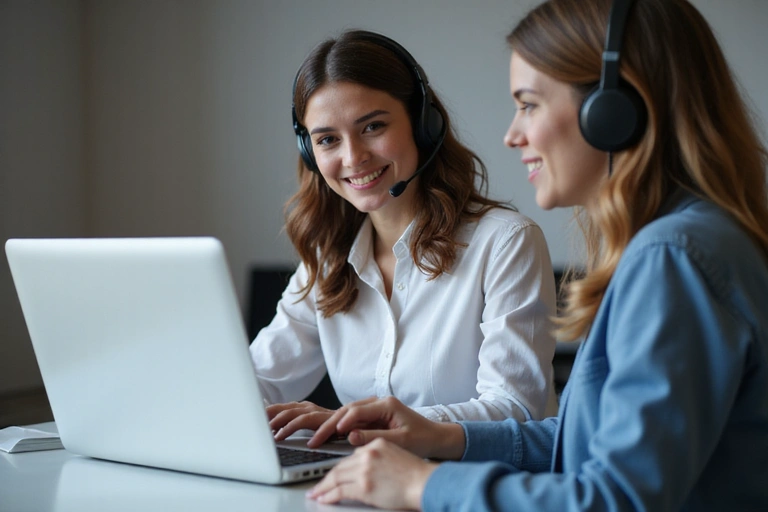 Customer service representative assisting a client, symbolizing dispute resolution