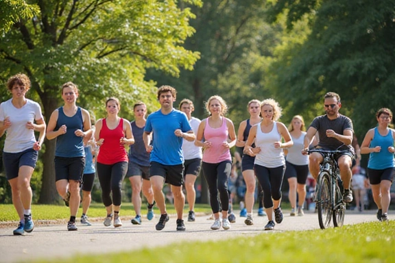 Grupa ludzi prowadzących aktywny tryb życia